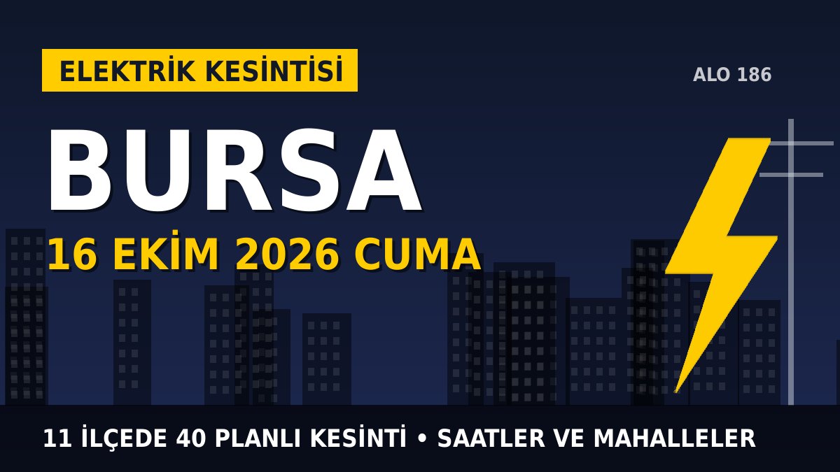 Bursa elektrik kesintisi 16 Ekim 2026 Cuma