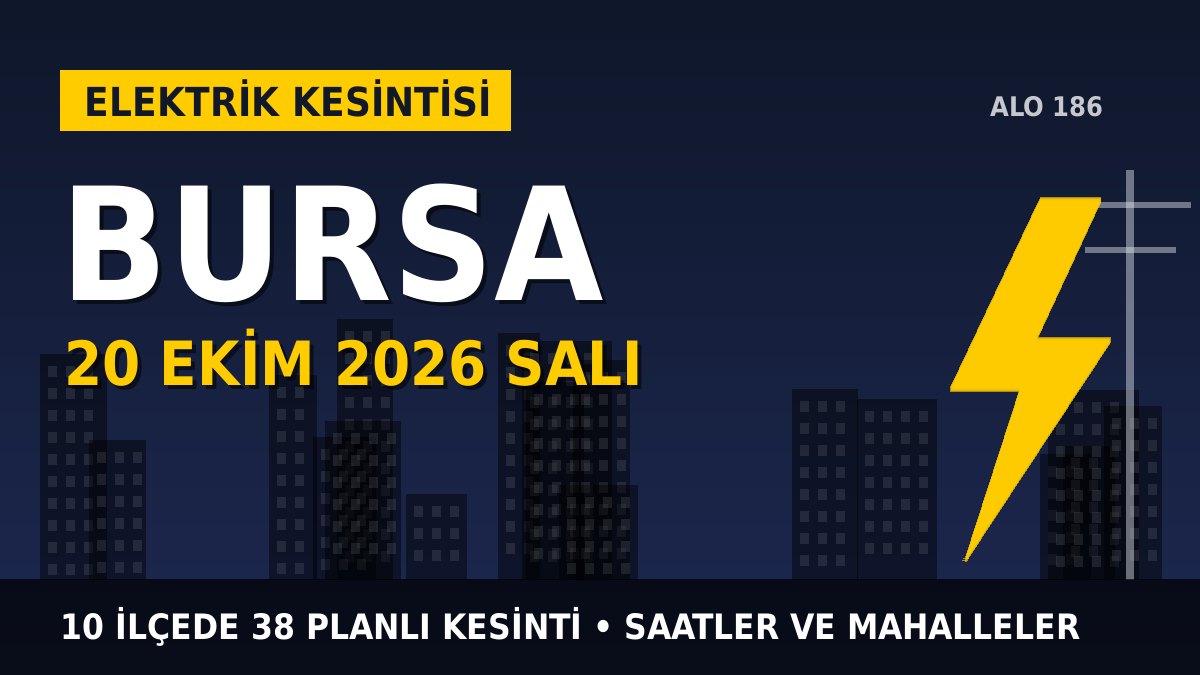 Bursa elektrik kesintisi 20 Ekim 2026 Salı