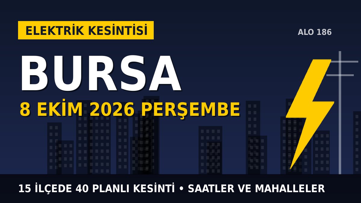 Bursa elektrik kesintisi 8 Ekim 2026 Perşembe