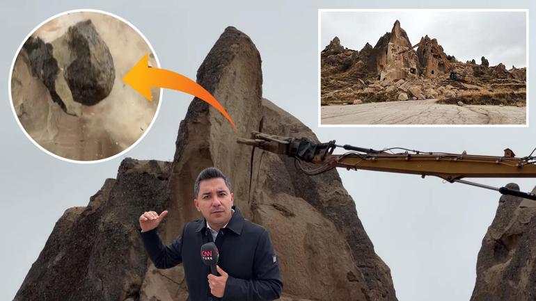 Çalışmalar sadece CNN TÜRKte: 3 kişinin öldüğü peribacası tamamen yıkılıyor