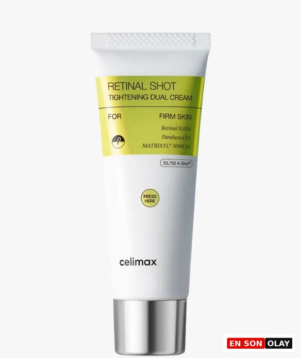 Siyah kapaklı, sade beyaz ambalajıyla dikkat çeken Celimax Retinal Shot Cream adlı güçlü retinal krem, cilt bakımında gençleşmeyi hedefleyenler için ileri düzey bir çözüm sunarak ışıltılı ve pürüzsüz bir cilde kavuşmaya yardımcı oluyor.
