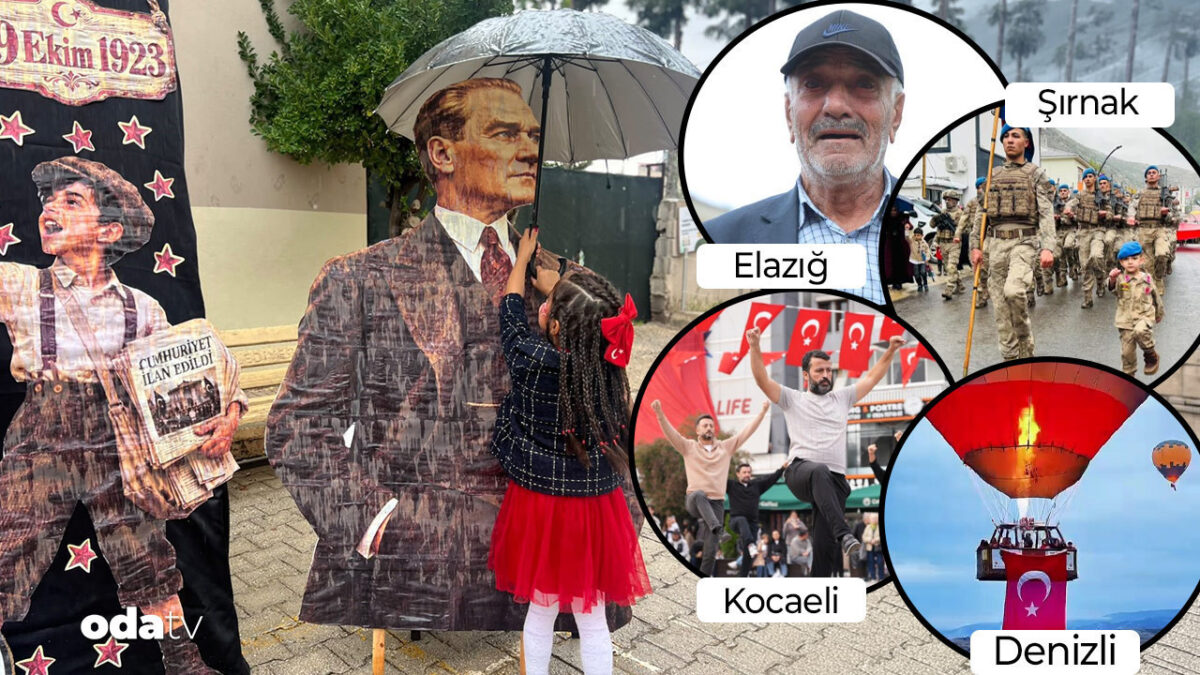 Cumhuriyet coşkusu dört bir yanda... Atatürk'ü yağmurdan korudu... 29 Ekim'in en duygusal görüntüsü