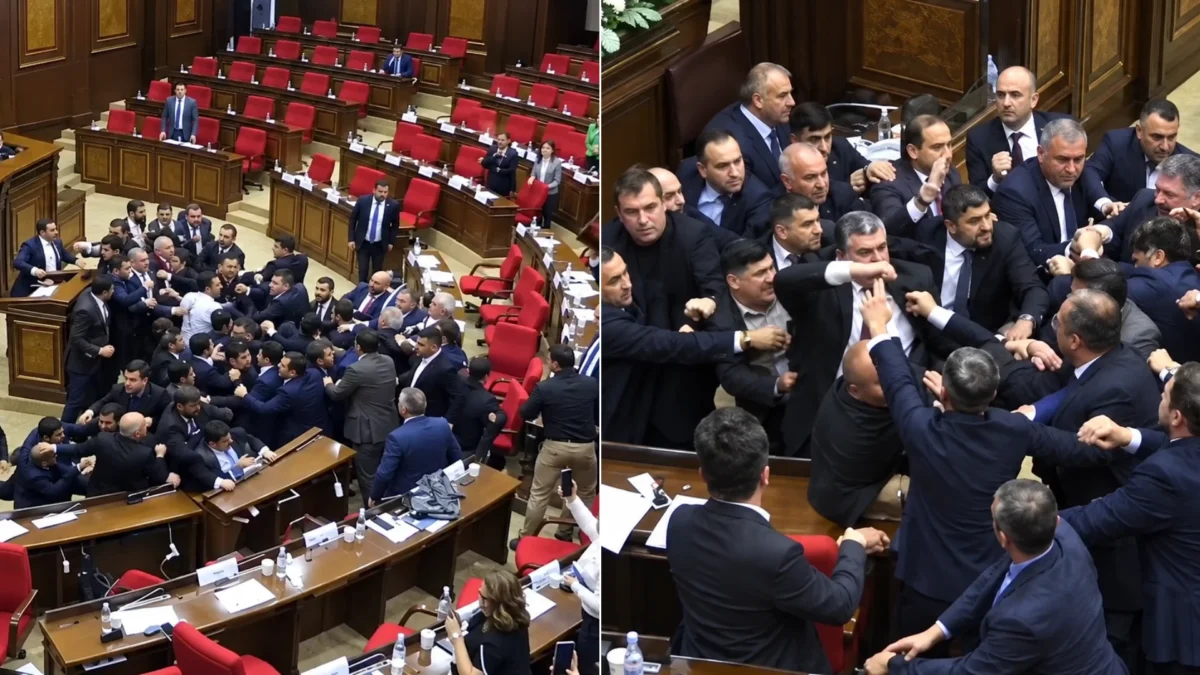 Ermenistan Parlamentosu'nda yumruklu kavga: Oturum yarıda kaldı, koridorlara taştı