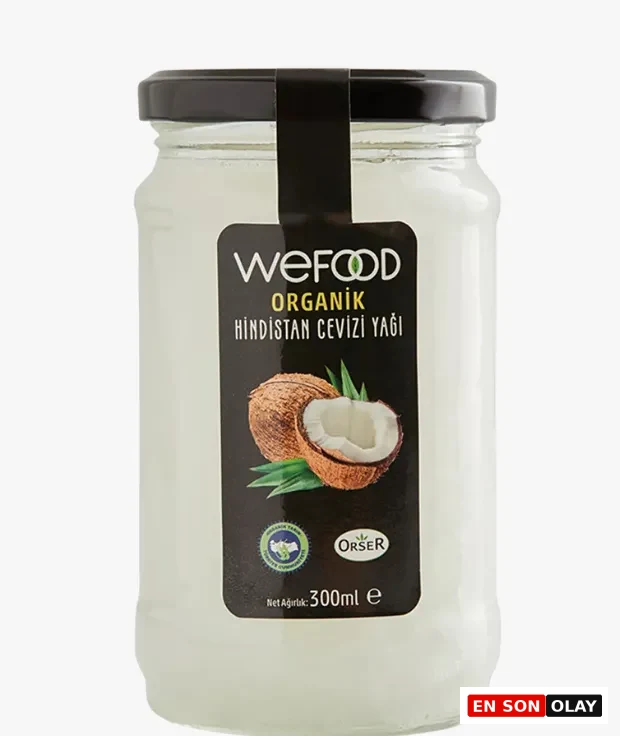 Wefood organik hindistan cevizi yağı cam kavanozda doğal ve soğuk sıkım coconut oil