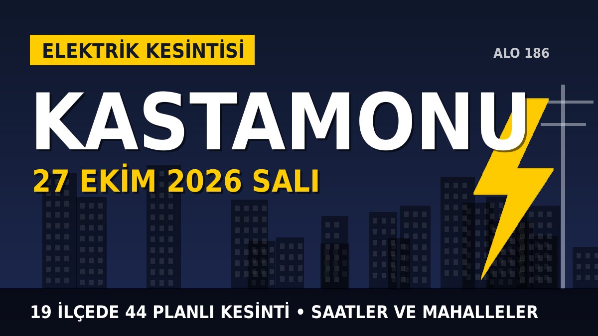 Kastamonu elektrik kesintisi 27 Ekim 2026 Salı