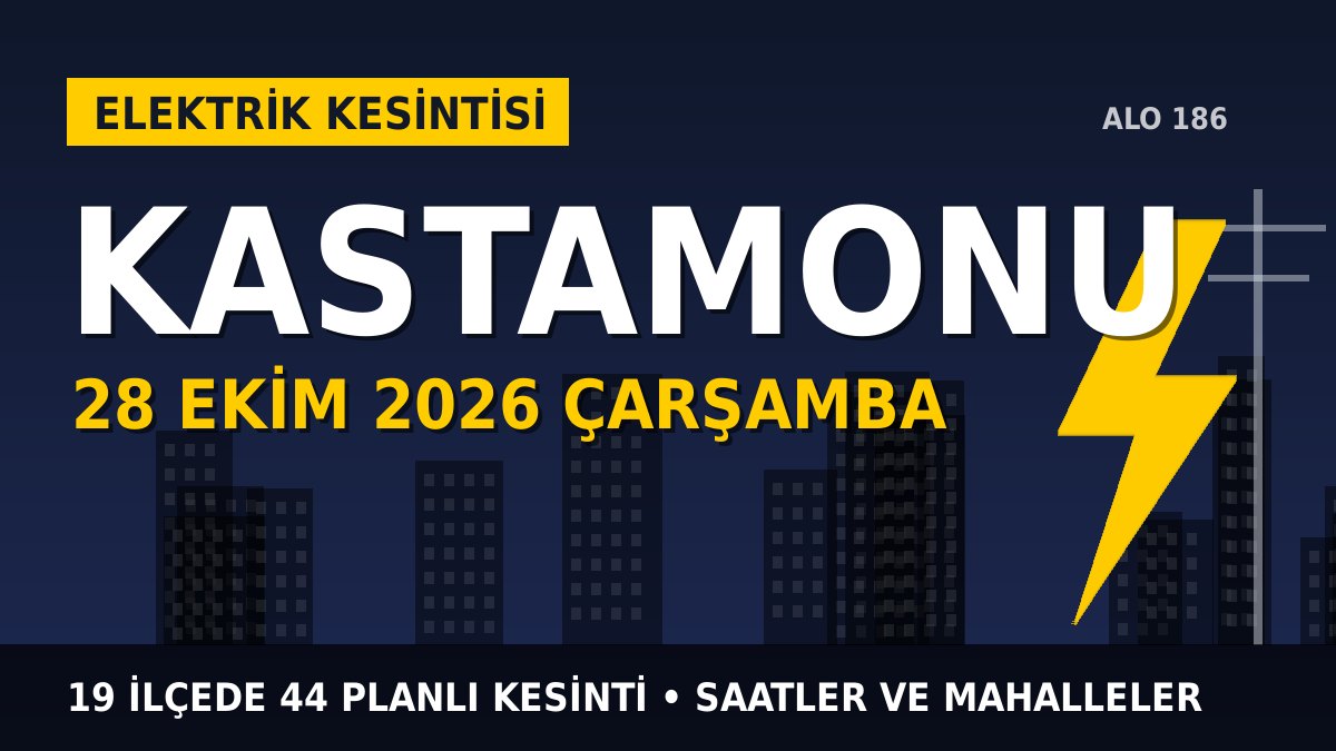 Kastamonu elektrik kesintisi 28 Ekim 2026 Çarşamba