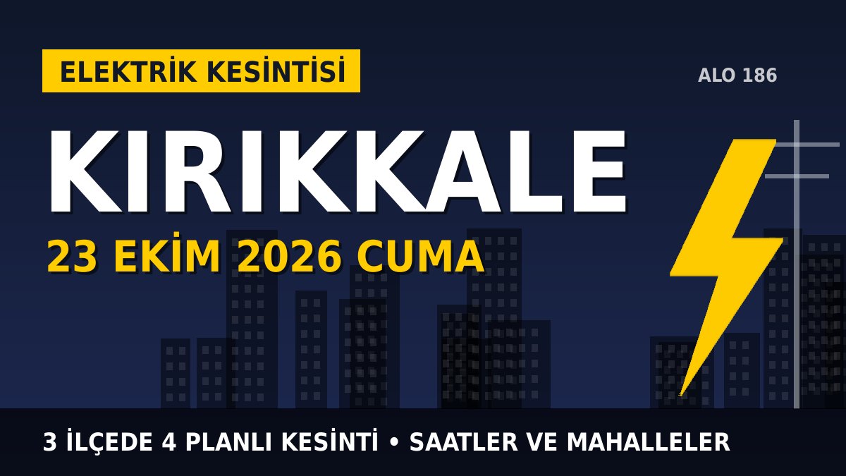 Kırıkkale elektrik kesintisi 23 Ekim 2026 Cuma