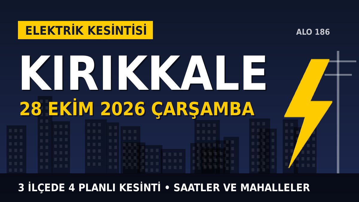 Kırıkkale elektrik kesintisi 28 Ekim 2026 Çarşamba
