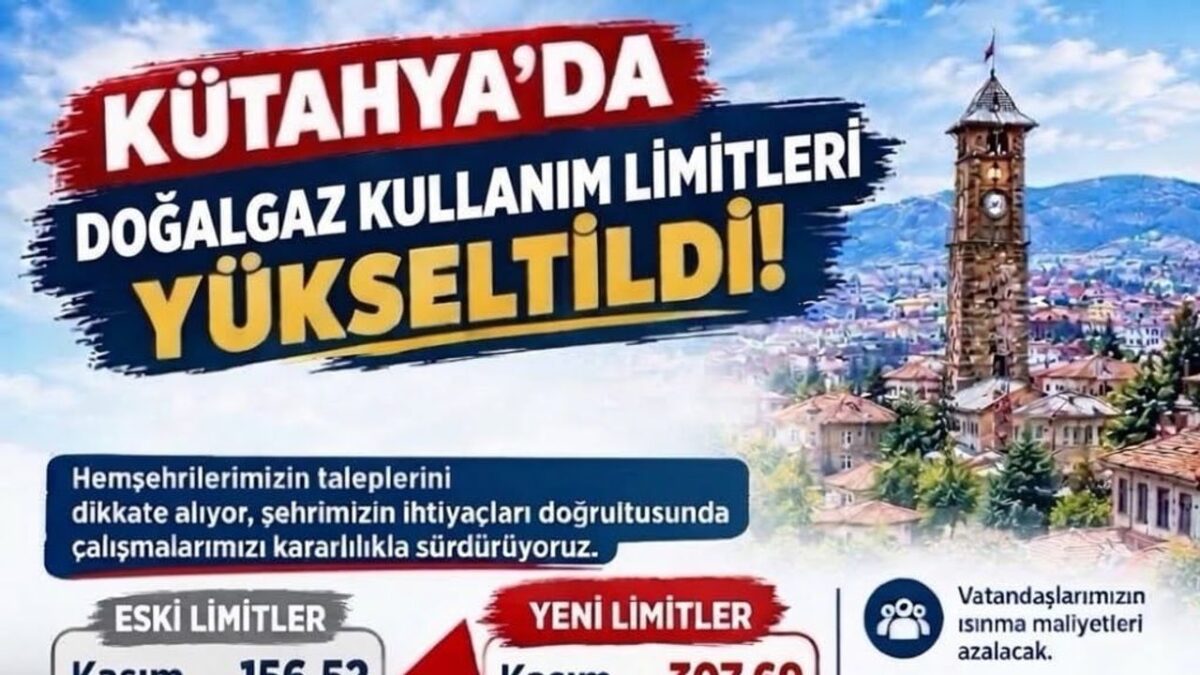 Kış yükünü hafifletmek için Kütahya'nın doğal gaz limitleri artırıldı