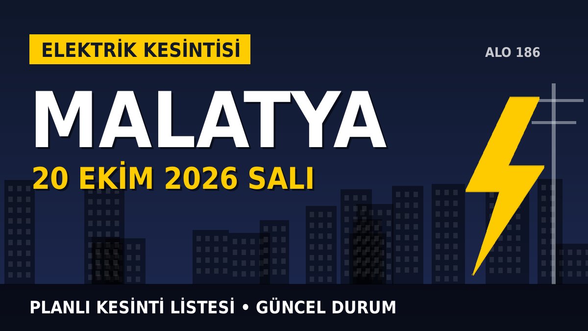 Malatya elektrik kesintisi 20 Ekim 2026 Salı