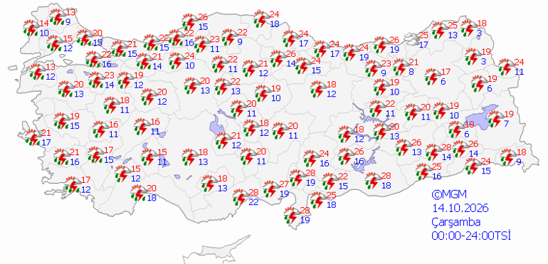 METEOROLOJİDEN SON DAKİKA SAĞANAK UYARISI İstanbul dahil birçok ilde yağmur şiddetlenecek: 14 Ekim hava durumu