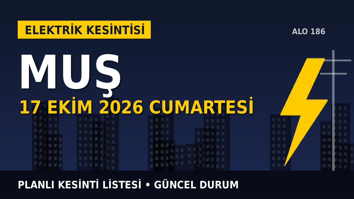 Muş elektrik kesintisi 17 Ekim 2026 Cumartesi