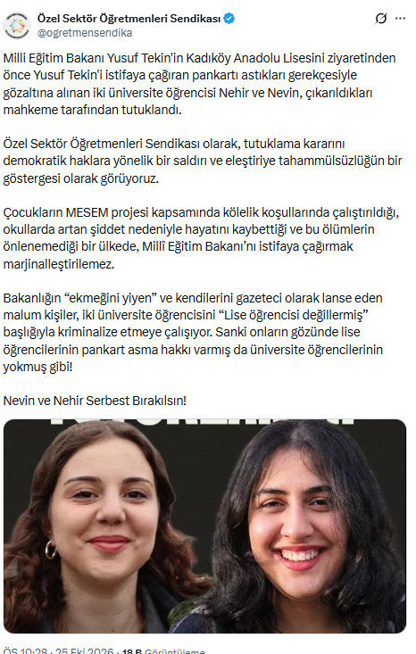 Öğretmenlerden Bakan Tekin protestosu tutuklamalarına tepki - Resim : 1