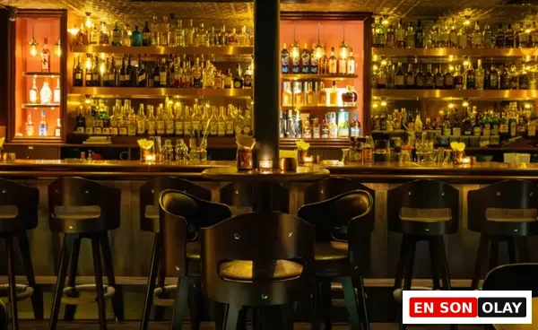 Speakeasy tarzında düzenlenmiş bar alanı ; İstanbul’un müzik odaklı listening room atmosferi.