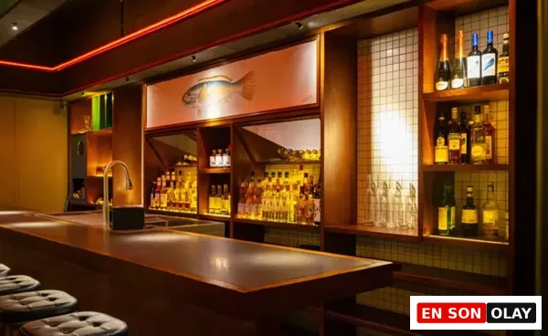 Ahşap detaylı bar tasarımı; İstanbul listening room mekânlarında görülen sıcak ve müzik odaklı atmosfer.