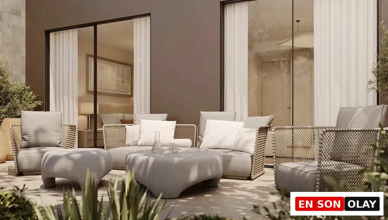 Mesa Casa Well terasında açık hava oturma ve dinlenme alanı.