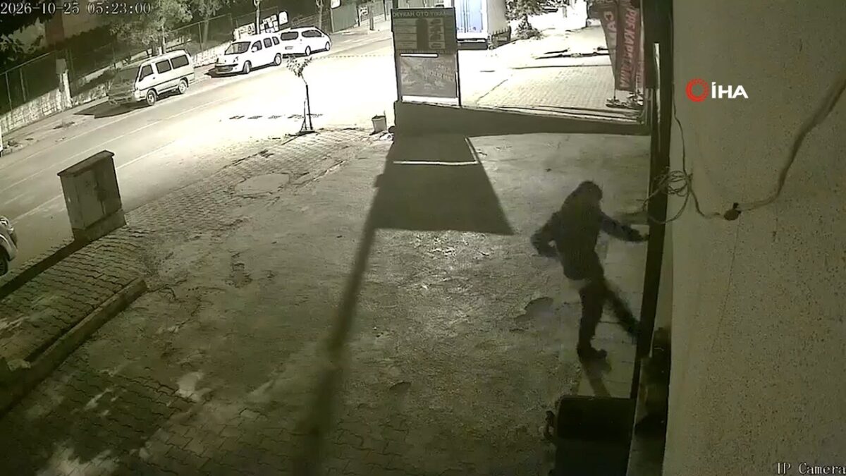 Siirt'te alkollü şahsın vandallığı kamerada! Ayakta duramazken iş yeri camını tekmeledi